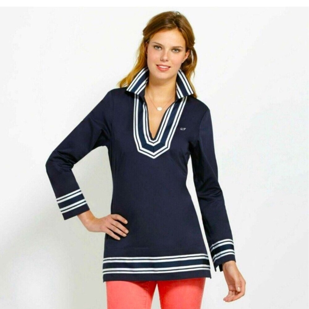 Vineyard Vines Navy Striped Sailor Tunic‎ Top Women Size 8